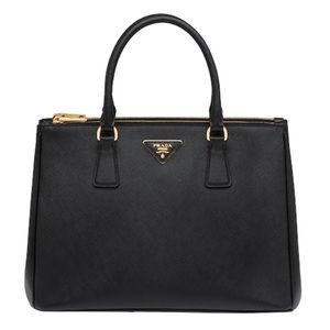Authentic Prada Black Saffiano leather double zip
